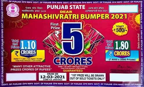 Punjab State Mahashivratri Bumper Lottery Draw Result